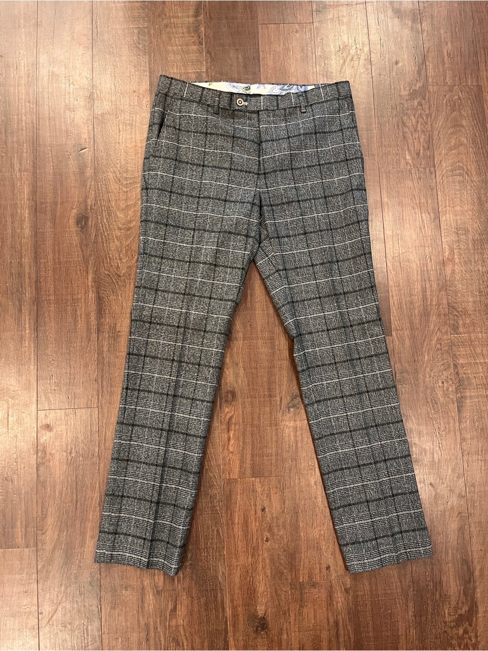 Paisley & Gray Slim Fit Plaid Polyester Blend Stretch Dress Pants Men's 32 X 32